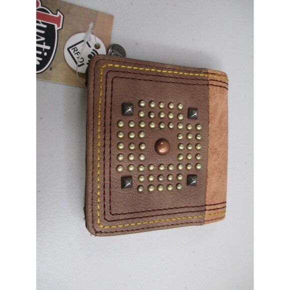 New Justin Wallet Stud RFID Southwest Leather Small